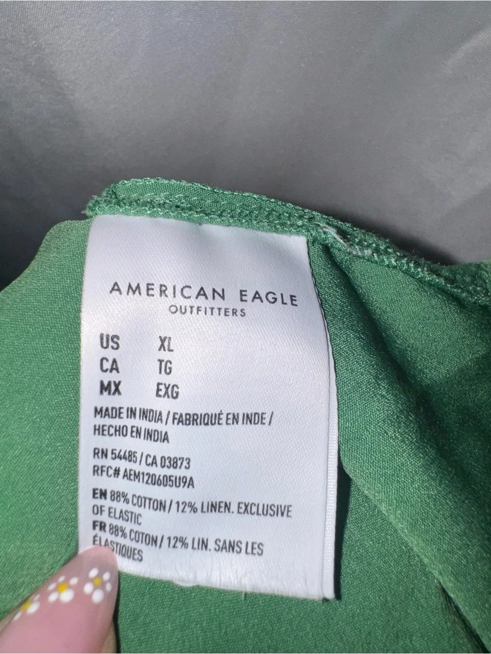 American Eagle Green & White Floral Cutout Maxi Cotton/Linen Dress - Picture 10 of 10